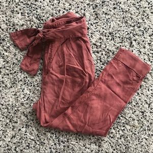 Anthropologie salmon paper bag waist trouser